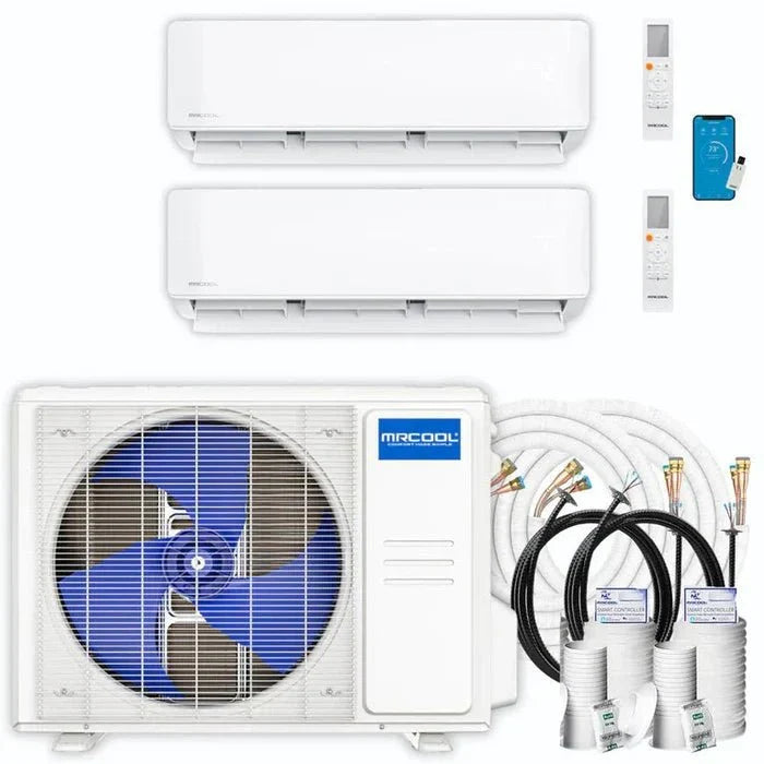 MRCOOL DIY 5th Gen Multi-Zone 2-Zone 18,000 BTU 24 SEER2 (6K + 6K) Ductless Mini-Split Air Conditioner and Heat Pump