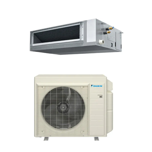 Daikin FDMA15AVJU9 RXP15AVJU9 15,000 BTU 18.00 SEER2 Aurora Low Temperature Horizontal Ducted Single Zone Heat Pump System - R32