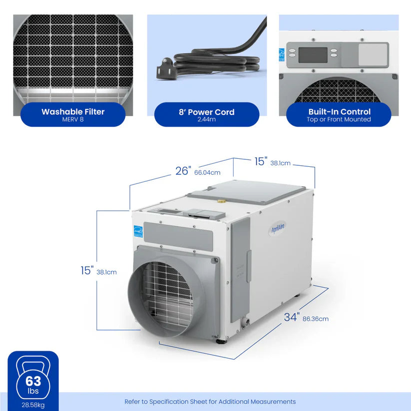 AprilAire Dehumidifier 80 pints per day 4400 Sq. Ft. R-32 E080