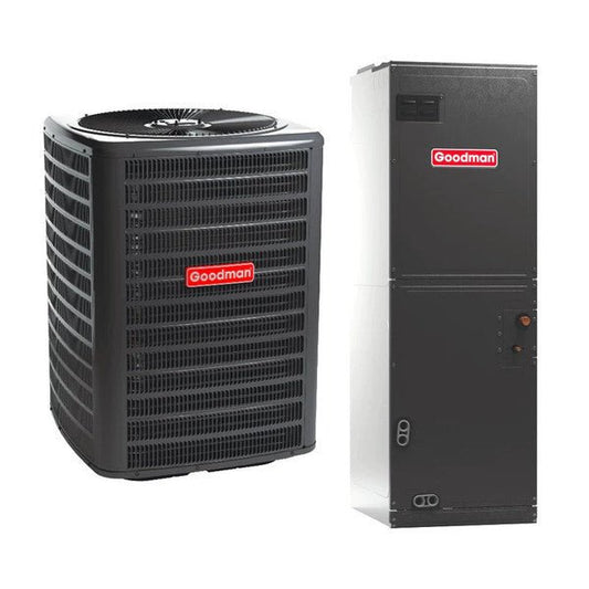 Goodman 2.5 Ton Full Heat Pump System 14.3 SEER2 5KW 17" Wide R-32, GLZS4BA3010, AMST30BU1300, HKTSN05X1