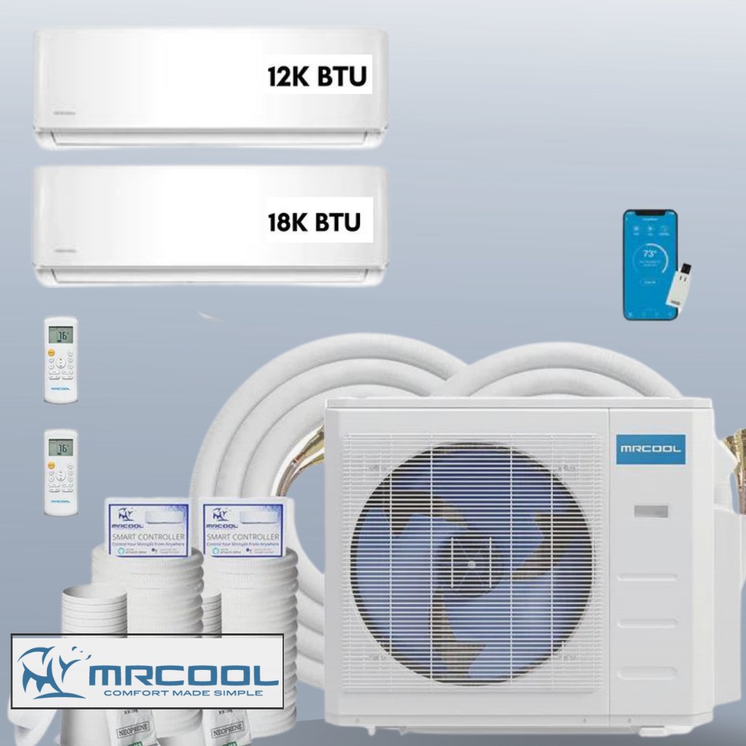 MRCOOL DIY Mini Split 30,000 BTU 2 Zone Ductless Air Conditioner and Heat Pump DIY-B-227HP1218