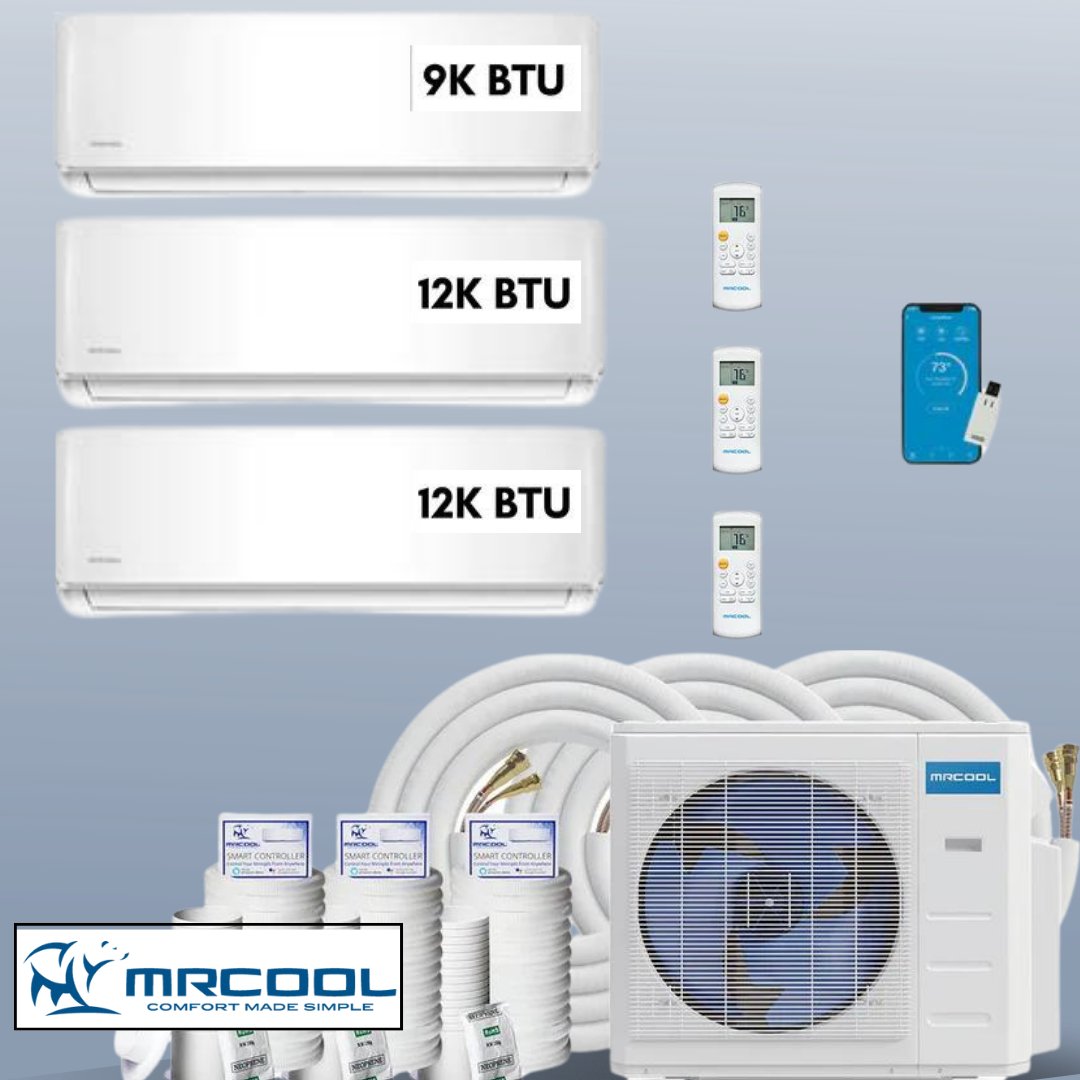 MRCOOL DIY Mini Split 33,000 BTU 3 Zone Ductless Air Conditioner and Heat Pump DIY-B-327HP091212