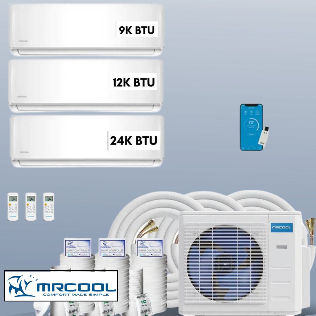 MRCOOL DIY Mini Split 45,000 BTU 3 Zone Ductless Air Conditioner and Heat Pump DIY-B-348HP091224