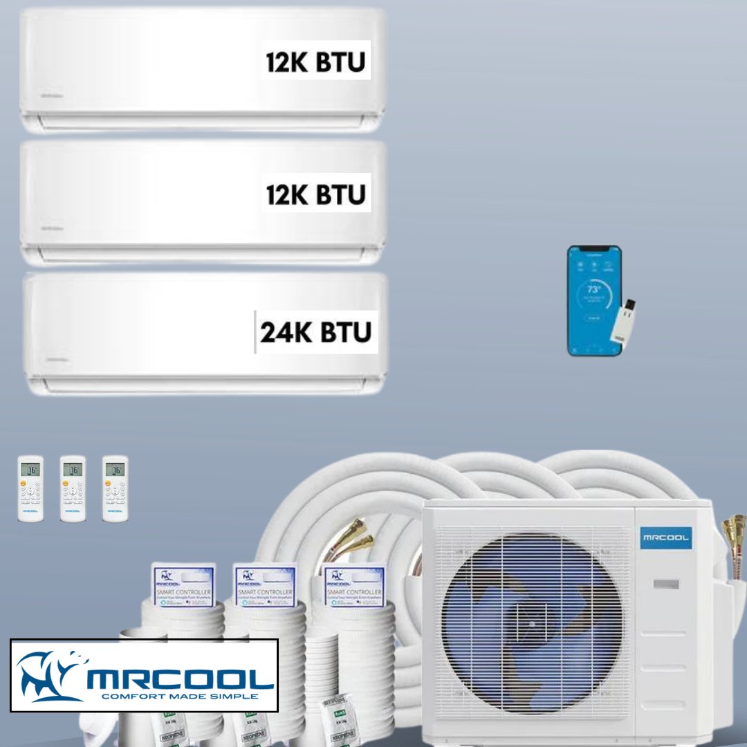 MRCOOL DIY Mini Split 54,000 BTU 3 Zone Ductless Air Conditioner and Heat Pump DIY-B-348HP121224